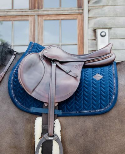 Velvet Pearls Navy Jump Saddle Pad (Full)