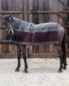 Heavy Fleece Rug Square Fishbone 210x200cm (Grey/Bordeaux)